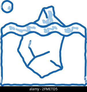 Eisberg im Ozean Global Warm Doodle Icon Handgezeichnete Illustration Stock Vektor