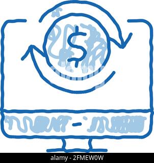 Geldkontoprüfung Doodle-Symbol Handgezeichnete Illustration Stock Vektor