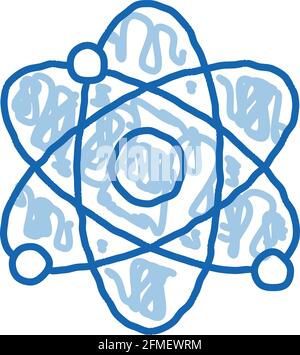 Handgezeichnete Illustration mit Atom Nucleus und Electron Doodle Icon Stock Vektor
