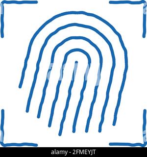 Fingerabdruck-Daktylogramm Scanner-Doodle-Symbol handgezeichnete Illustration Stock Vektor