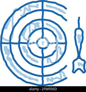Interaktive Kinder Spiel Darts Doodle Symbol handgezeichnete Illustration Stock Vektor