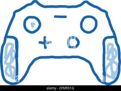 Interaktive Kinder-Videospiele Gamepad Doodle-Symbol Handgezeichnete Illustration Stock Vektor