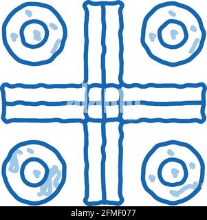 Interaktive Kinder Ludo Spiel Doodle Symbol handgezeichnete Illustration Stock Vektor