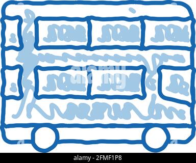 Öffentliche Verkehrsmittel Doppeldecker Bus Doodle Symbol Handgezeichnete Illustration Stock Vektor