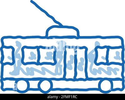 Handgezeichnete Illustration mit Doodle-Symbol für den öffentlichen Nahverkehr Stock Vektor