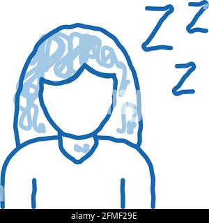 Fatigue Symptomp of Pregnancy Doodle Icon Handgezeichnete Illustration Stock Vektor