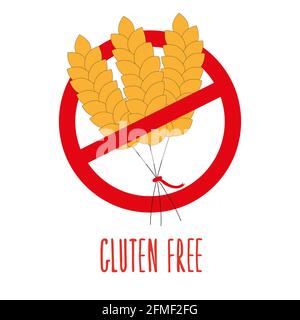 Etikett ohne Gluten. Kein Weizensymbol. Stock Vektor