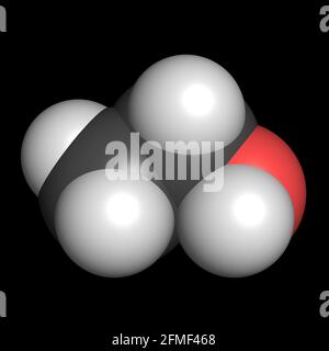 Ethanol Alkohol Ethylmolekül 3D Rendern chemische Struktur Stockfoto