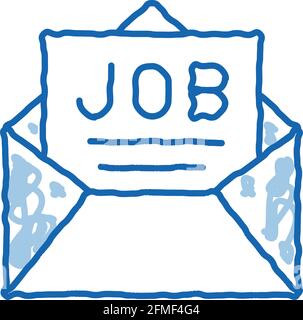 Job Message List Mail in Envelope Doodle Icon Handgezeichnet Abbildung Stock Vektor