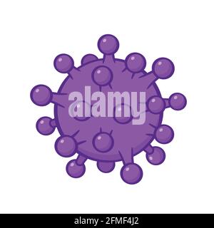 Coronavirus- oder Covid-19-Symbol im Cartoon-Stil mit Vektorgrafiken. Die Pandemie von Viren. Krankheit, Bakterien, Krankheitserreger, Keim, Bakterium. Stock Vektor