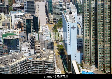 Austin Road (柯士甸道) und B.P. International House, Tsim Sha Tsui, Hongkong Stockfoto