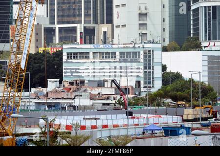 Das FlottenArcade-Gebäude am Fenwick Pier (分域碼頭), das von der Vereinigung der Militärführer (SGA) in Wan Chai, Hongkong, betrieben wird Stockfoto