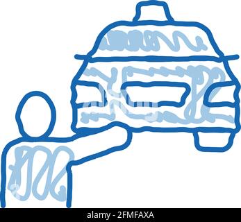 Human Hitch-Wandern Online Taxi Doodle Symbol handgezeichnete Illustration Stock Vektor