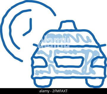 Wartezeit Online Taxi Doodle Symbol handgezeichnete Illustration Stock Vektor