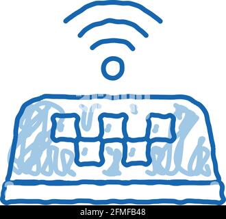 Vorhandensein von Wi-Fi in Taxi Online Doodle Symbol von Hand gezeichnet Abbildung Stock Vektor