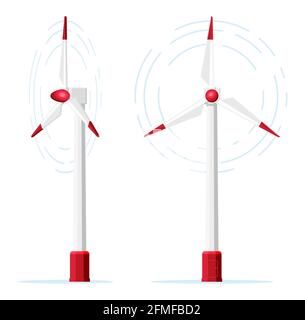 Symbol der Windenergieanlage auf weißem Hintergrund isoliert. Stock Vektor