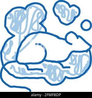 Ratte in Smoke Doodle Icon Handgezeichnete Illustration Stock Vektor