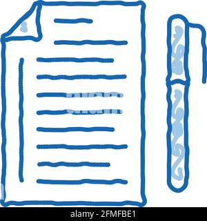 Stimmzettel mit Stift-Doodle-Symbol Handgezeichnete Illustration Stock Vektor