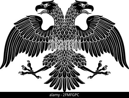 Double Imperial Adler mit zwei Köpfen an der Spitze Stock Vektor