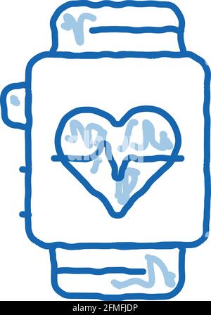 Herzfrequenzzähler – Symbol für Doodle – Handgezeichnete Illustration Stock Vektor