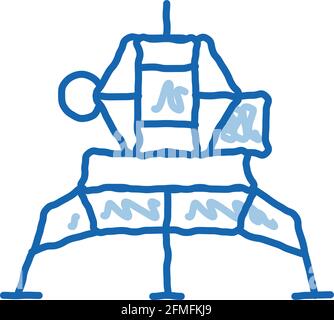 Bemannte Raumsonde Doodle Symbol handgezeichnete Illustration Stock Vektor