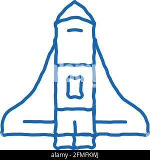 Space Shuttle Spaceship Doodle Icon Handgezeichnete Illustration Stock Vektor