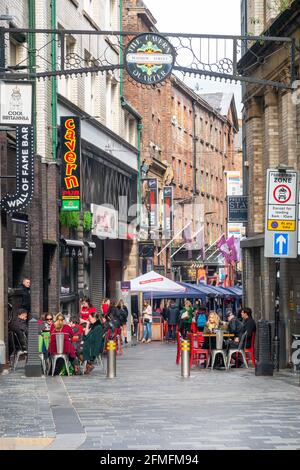 Mathew Street im Cavern Quarter in Liverpool Stockfoto