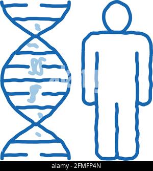 Menschliche und Molekül-DNA-Doodle-Symbol Handgezeichnete Illustration Stock Vektor