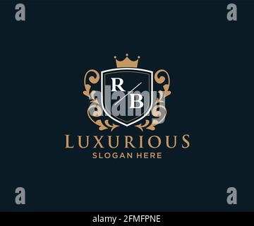 RB Buchstabe Royal Luxury Logo Vorlage in Vektorgrafik für Restaurant, Royalty, Boutique, Cafe, Hotel, Heraldisch, Schmuck, Mode und andere Vektor illustrr Stock Vektor