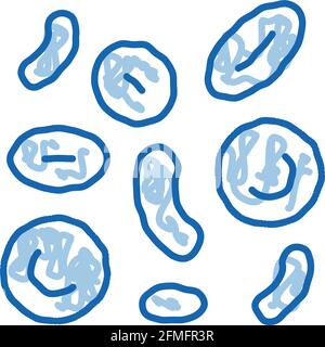 Erythrozyte im Blut Doodle Symbol handgezeichnete Illustration Stock Vektor