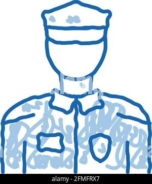 Polizist in Police Suit Doodle-Symbol handgezeichnete Illustration Stock Vektor