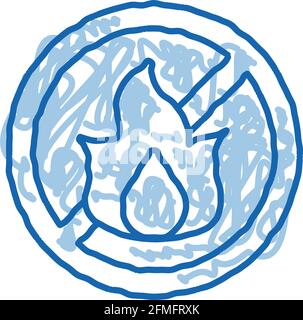 Handgezeichnete Abbildung: Symbol „Flamme durchstreichen“, Doodle Stock Vektor