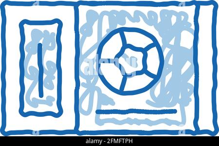 Ticket für Football Game Doodle Icon Handgezeichnete Illustration Stock Vektor