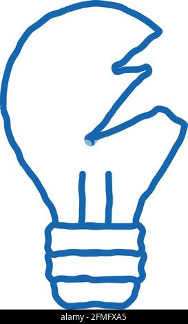 Wracked Lightbulb Doodle Icon handgezeichnete Illustration Stock Vektor