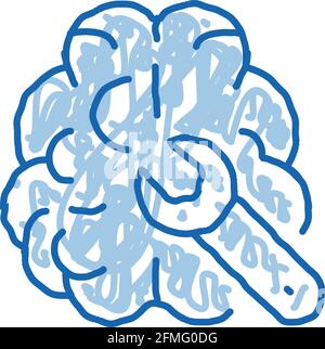 Hirn-Schraubenschlüssel-Doodle-Symbol Handgezeichnete Illustration Stock Vektor