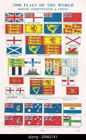 British Commonwealth & Empire Flags 1930er Jahre. Stockfoto