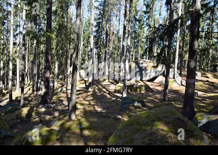 Die Logan-Steine in der Nähe von Petrohrad, Louny District, Tschechische Republik. Stockfoto