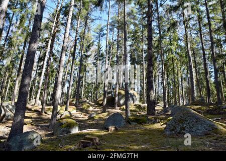 Die Logan-Steine in der Nähe von Petrohrad, Louny District, Tschechische Republik. Stockfoto