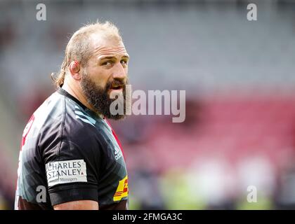 Twickenham Stoop, London, Großbritannien. Mai 2021. Englische Premiership Rugby, Harlekine versus Wesps; Joe Marler von Harlekins between plays Credit: Action Plus Sports/Alamy Live News Stockfoto