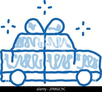 Auto Geschenk Geschenk Doodle Symbol handgezeichnete Illustration Stock Vektor