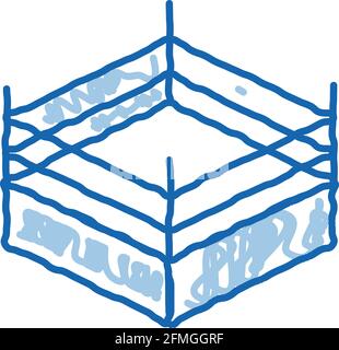 Boxing Ring Draufsicht Doodle Symbol Handgezeichnete Illustration Stock Vektor