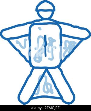 Skier Doodle Icon Handgezeichnete Illustration Stock Vektor