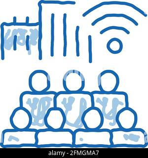 Residents Connect Wi-Fi Doodle Icon Handgezeichnete Illustration Stock Vektor