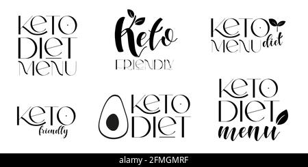Keto freundliche Diät Vektor Design-Elemente. Satz von Abzeichen. Stock Vektor