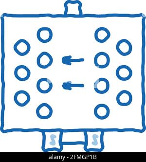 Layout des Rugby-Spieler-Doodle-Symbols handgezeichnete Illustration Stock Vektor