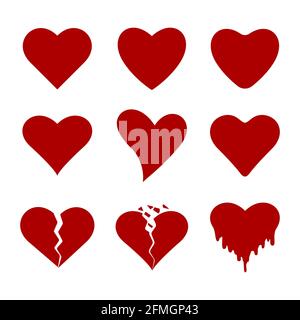 Set Objekt der Herzform Design. Gute Vorlage für romantisches Design wie Valentinstag. Stock Vektor