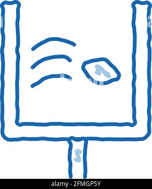 Ball fliegt am Tor Doodle Symbol Handgezeichnete Illustration Stock Vektor
