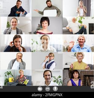 Multi ethnische Menschen unterschiedlichen Alters Blick auf Kamera Collage Mosaik horizontalen Banner. Viele Menge der multirassischen Geschäft Leute Gruppe lächelnde Gesichter Stockfoto
