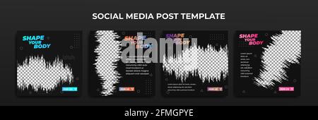 Social-Media-Story-Vorlage. Template-Post für Anzeigen. Design mit schwarzem Grunge-Hintergrund. Stock Vektor