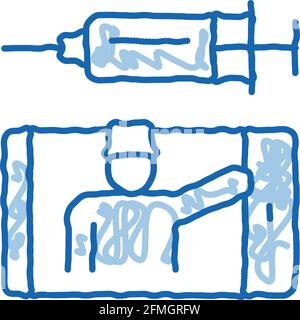 Doctor Spritze Doodle Icon Handgezeichnete Illustration Stock Vektor